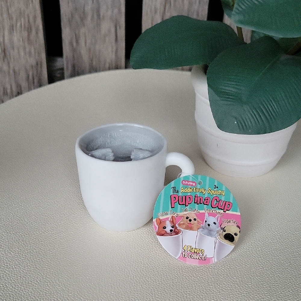Schylling Pup in a Cup Squishy Toy - White Mug - Picture 2 of 4